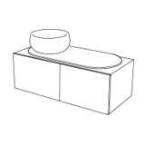 Mueble con puertas lisas, lavabo a la izquierda